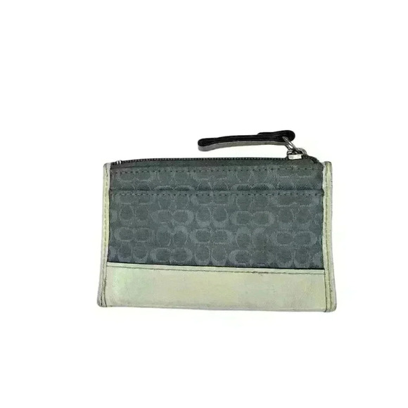 Coach Mini Signature Blue Card Coin Case Holder Key Chain Unisex - Picture 2 of 3